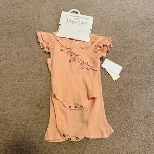 Catherine Malandrino Peach Ruffle Floral Baby 2 Piece Set